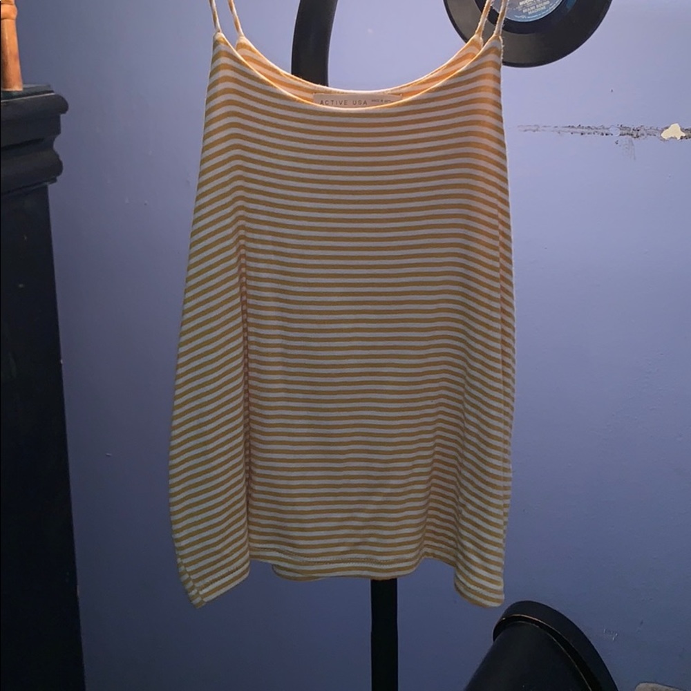 A striped yellow tank top